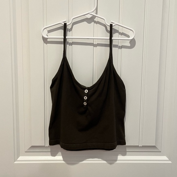 Brandy Melville Tops - Brandy Melville brown button down tank top